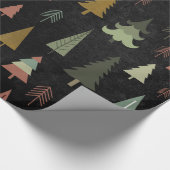 Kerstfeestdag - Bomen op zwart Cadeaupapier (Hoek)