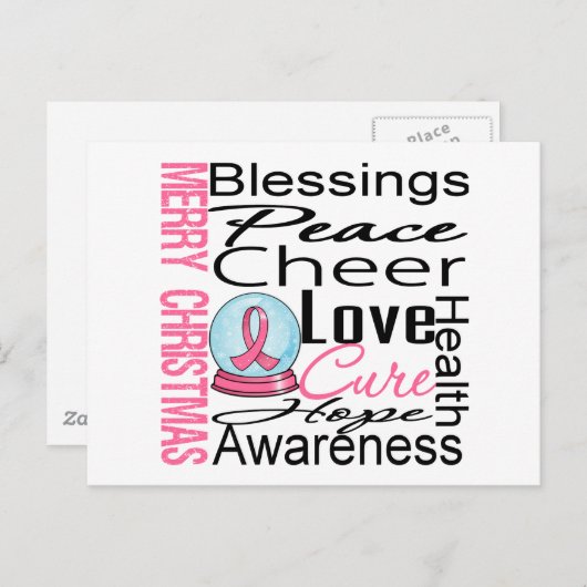 kerstfeestdag borstkanker collage feestdagenkaart (Voorkant / Achterkant)