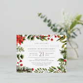 Kerstfeestdag Botanische zilver Folie Uitnodiging Briefkaart (Staand Voorkant)