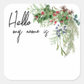 kerstfeestdag, Bouquet Name Tag Vierkante Sticker (Voorkant)