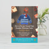 Kerstfeestdag Boxer Dog Ugly Sweater Party Kaart (Staand voorkant)