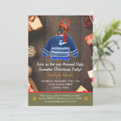 Kerstfeestdag Boxer Dog Ugly Sweater Party Kaart (Staand voorkant)