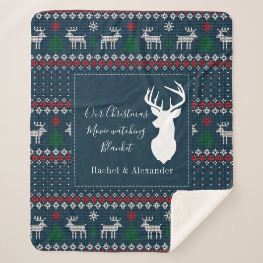 kerstfeestdag breidt patroon aan op maat sherpa deken (Voorkant)