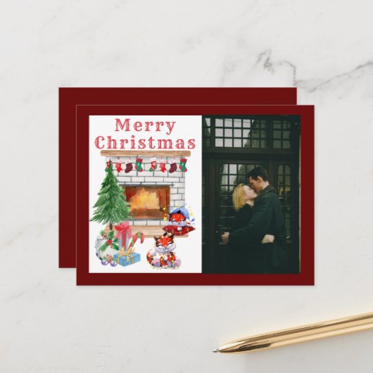 Kerstfeestdag Briefkaart (Voorkant / Achterkant in situ)