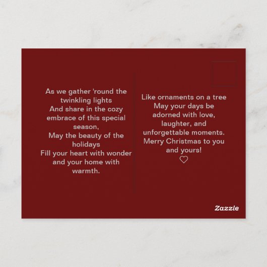 Kerstfeestdag Briefkaart (Achterkant)