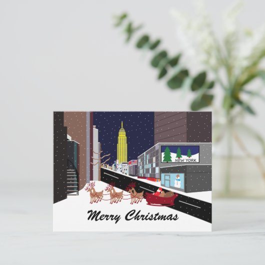 Kerstfeestdag Briefkaart in New York (Staand voorkant)