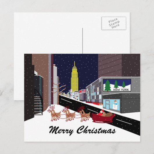 Kerstfeestdag Briefkaart in New York (Voorkant / Achterkant)