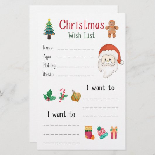 kerstfeestdag briefpapier (Voorkant / Achterkant)