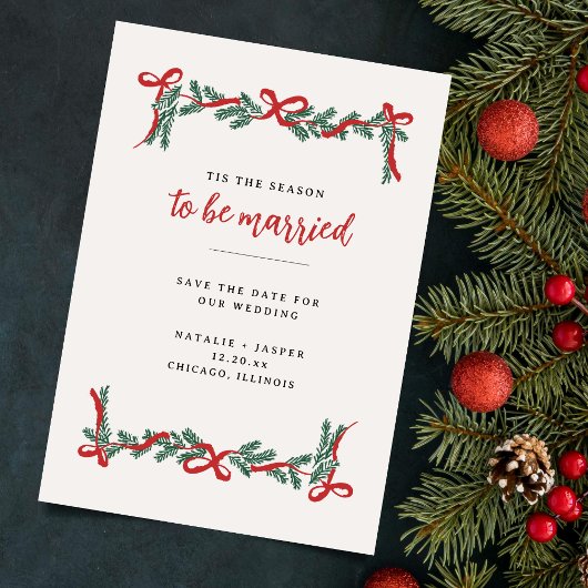 Kerstfeestdag bruiloft save the date