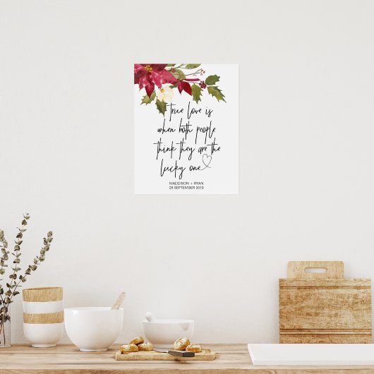 Kerstfeestdag bruiloft True Love Welcome Poster (Keuken)