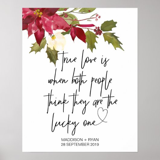 Kerstfeestdag bruiloft True Love Welcome Poster (Voorkant)