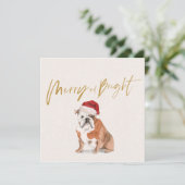 Kerstfeestdag Bull Dog Merry Bright Greeting (Staand voorkant)