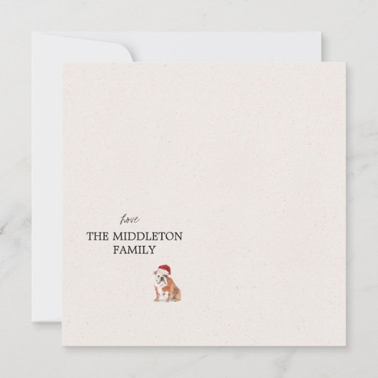 Kerstfeestdag Bull Dog Merry Bright Greeting (Achterkant)