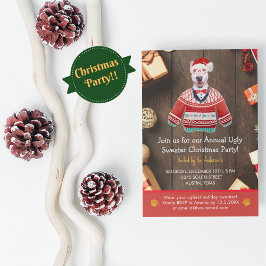 Kerstfeestdag Bull Terrier Ugly Sweater Party Kaart