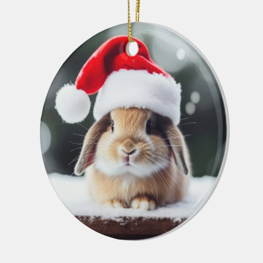 Kerstfeestdag Bunny Keramisch Ornament (Links)