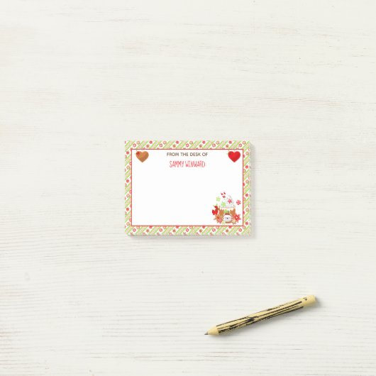 kerstfeestdag cacao en koekjes groene post-it post-it® notes (Op bureau)