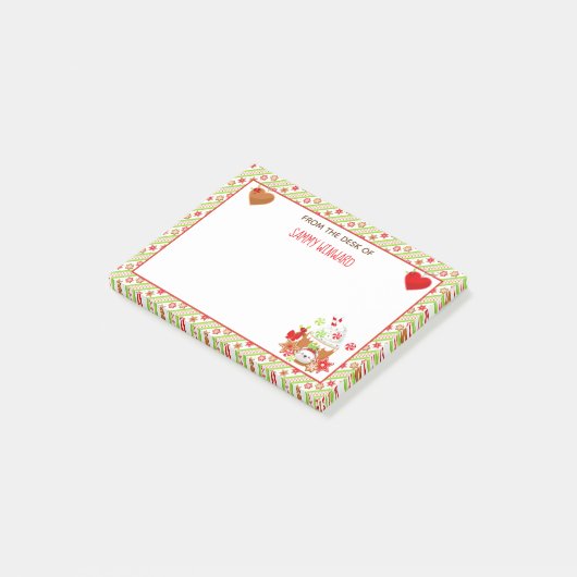 kerstfeestdag cacao en koekjes groene post-it post-it® notes (Schuin)