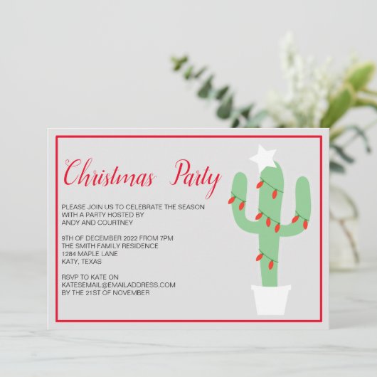 Kerstfeestdag Cacti Cactus Winter Celebration Kaart (Staand voorkant)