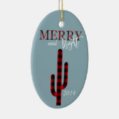 Kerstfeestdag Cactus Southwest Buffalo Pset Keramisch Ornament (Rechts)