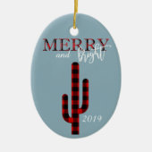 Kerstfeestdag Cactus Southwest Buffalo Pset Keramisch Ornament (Voorkant)