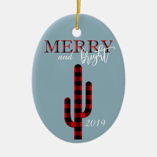 Kerstfeestdag Cactus Southwest Buffalo Pset Keramisch Ornament (Voorkant)