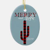 Kerstfeestdag Cactus Southwest Buffalo Pset Keramisch Ornament (Achterkant)