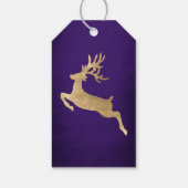 kerstfeestdag cadeau Label Paars Gold Reniadeer Cadeaulabel (Achterkant)