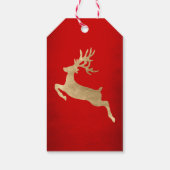 kerstfeestdag cadeau Label Rood Gold Reniadeer Cadeaulabel (Achterkant)