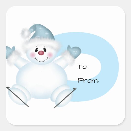 Kerstfeestdag cadeau Label Stickers-Snowman (Voorkant)