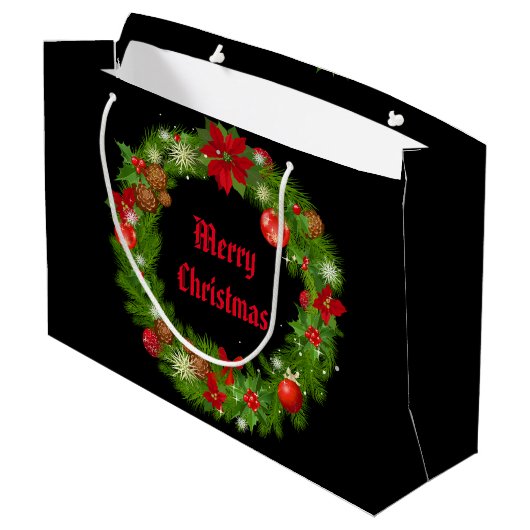 Kerstfeestdag, cadeaubon large cadeautasje (Achterkant Gekanteld)