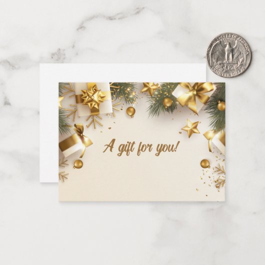 kerstfeestdag cadeaubon notitiekaartje (Voorkant / Achterkant in situ)