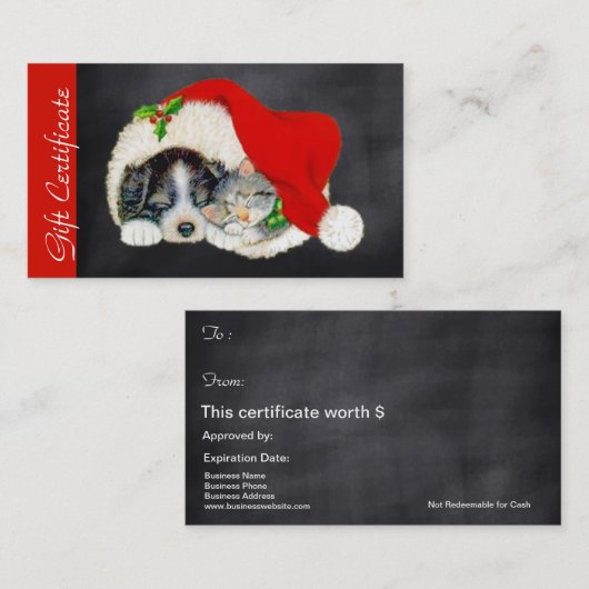 kerstfeestdag cadeaubon voor huisdieren kortingskaartje (Voorkant / Achterkant)