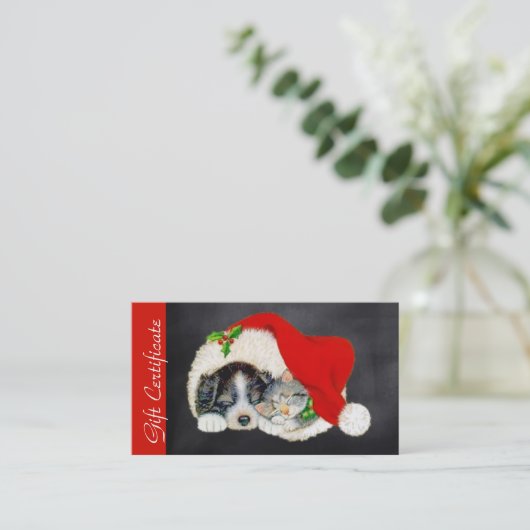 kerstfeestdag cadeaubon voor huisdieren kortingskaartje (Staand voorkant)