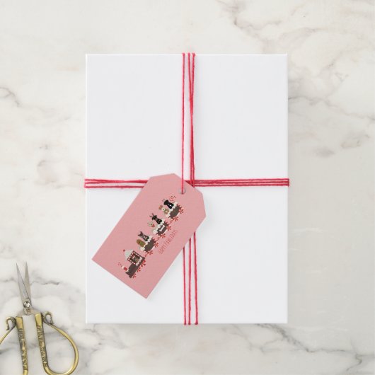 Kerstfeestdag Cadeaulabel (Met Touw)