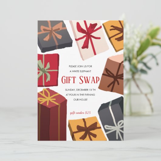 Kerstfeestdag cadeauruil voor ruil van geld kaart (Staand voorkant)