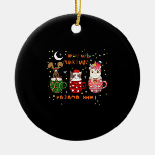 kerstfeestdag cadeaus Unicorn Santa Hat Keramisch Ornament