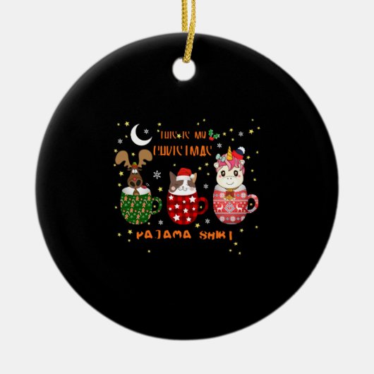 kerstfeestdag cadeaus Unicorn Santa Hat Keramisch Ornament (Voorkant)