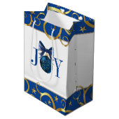 kerstfeestdag cadeautas, JOY Ornament Medium Cadeauzakje (Voorkant Gekanteld)