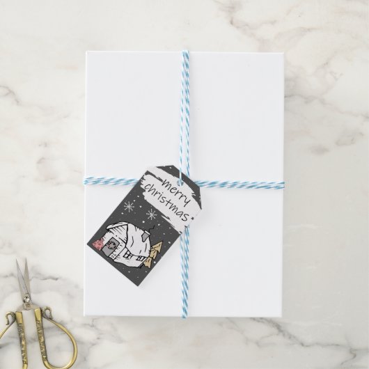 Kerstfeestdag, cadeautje Label Cadeaulabel (Met Touw)