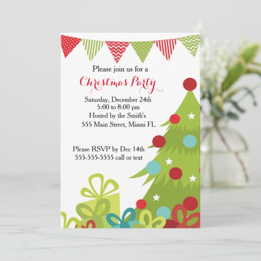 kerstfeestdag — cadeautjes kaart (Staand voorkant)