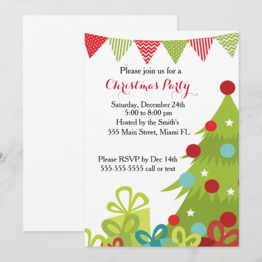 kerstfeestdag — cadeautjes kaart (Voorkant / Achterkant)