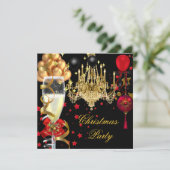 Kerstfeestdag Champagne Red Gold Black 4 Kaart (Staand voorkant)