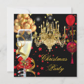Kerstfeestdag Champagne Red Gold Black 4 Kaart (Voorkant)
