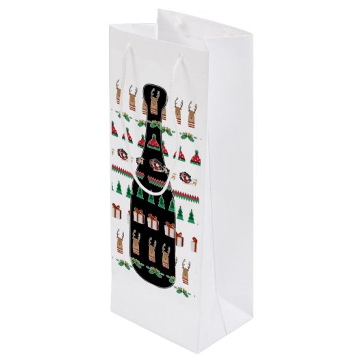 kerstfeestdag champagne wijn cadeautas (Achterkant Gekanteld)