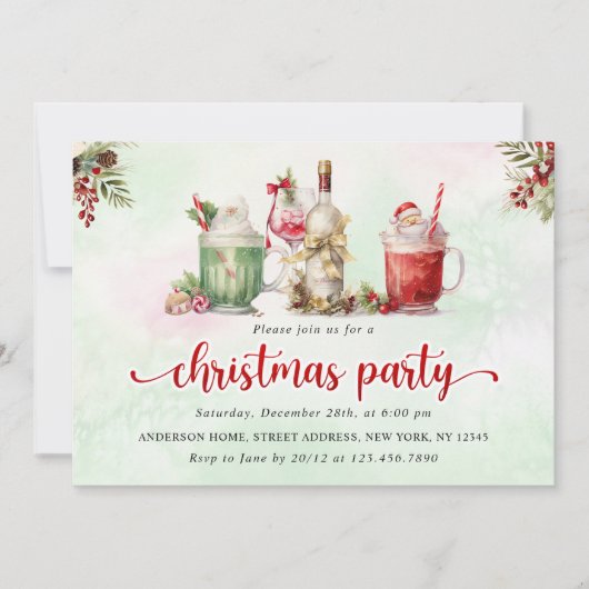 Kerstfeestdag cocktail kaart (Voorkant)