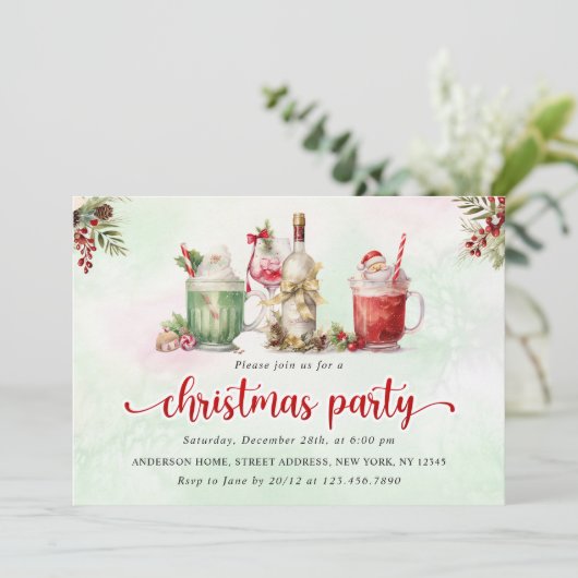 Kerstfeestdag cocktail kaart (Staand voorkant)