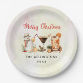 Kerstfeestdag cocktail papieren bordje (Voorkant)