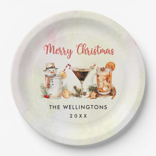 Kerstfeestdag cocktail papieren bordje (Voorkant)