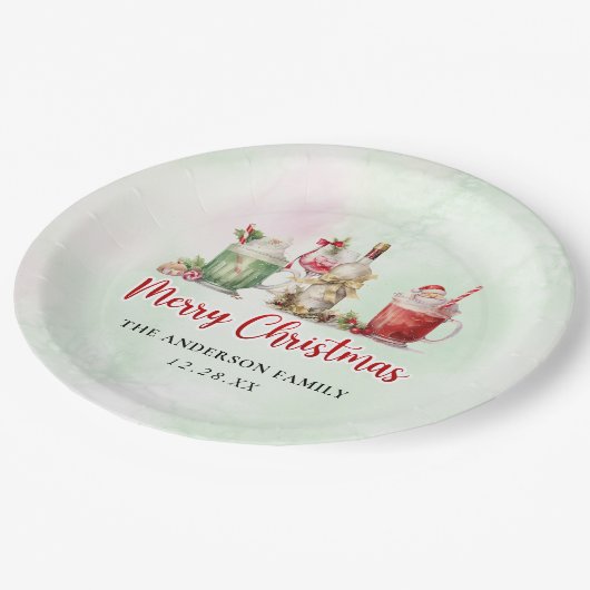 Kerstfeestdag cocktail papieren bordje (Gekanteld)