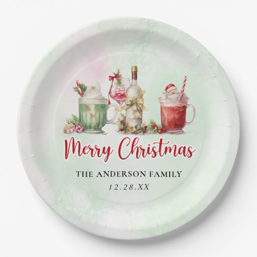 Kerstfeestdag cocktail papieren bordje (Voorkant)